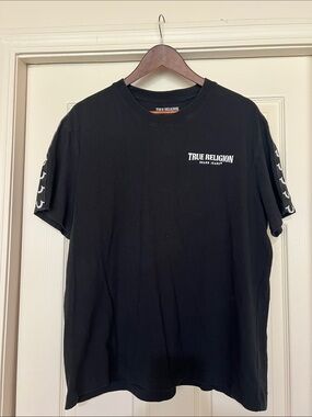 True Religion Black Short Sleeve Logo Tee